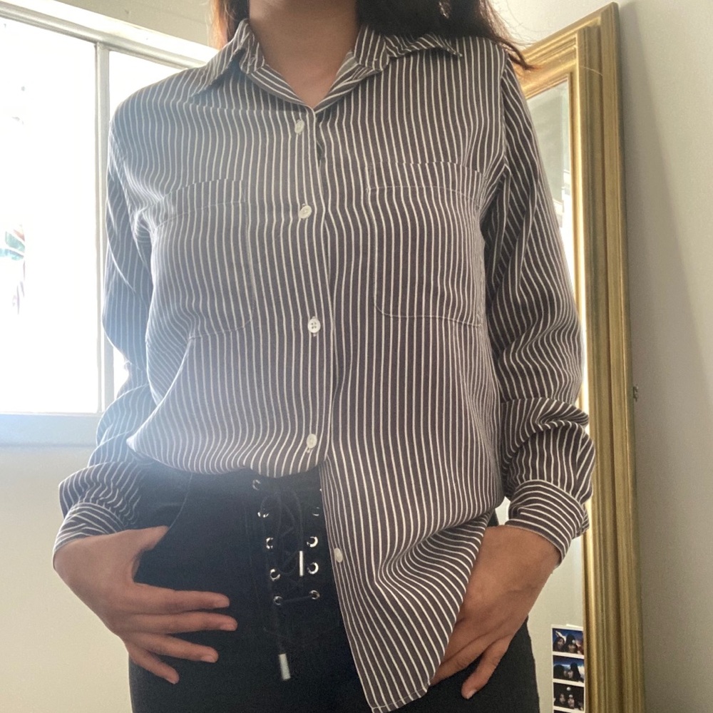 Studio121 Striped Button Down Blouse